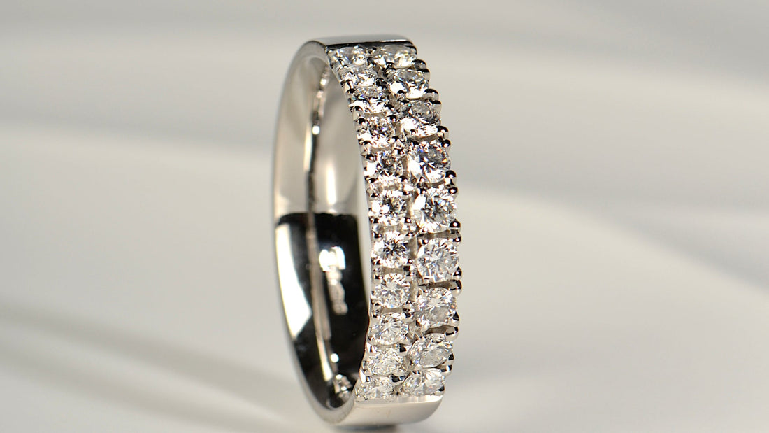 modern-diamond set platinum wedding ring for women or men