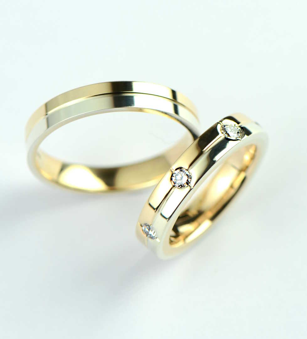 mixed metal two tone wedding rings for women made in the UK