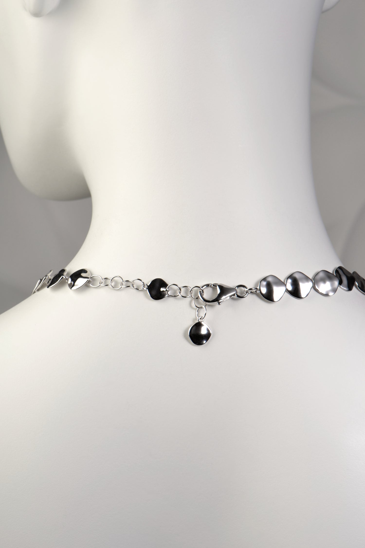 adjustable polished sterling silver designer chain collar necklace