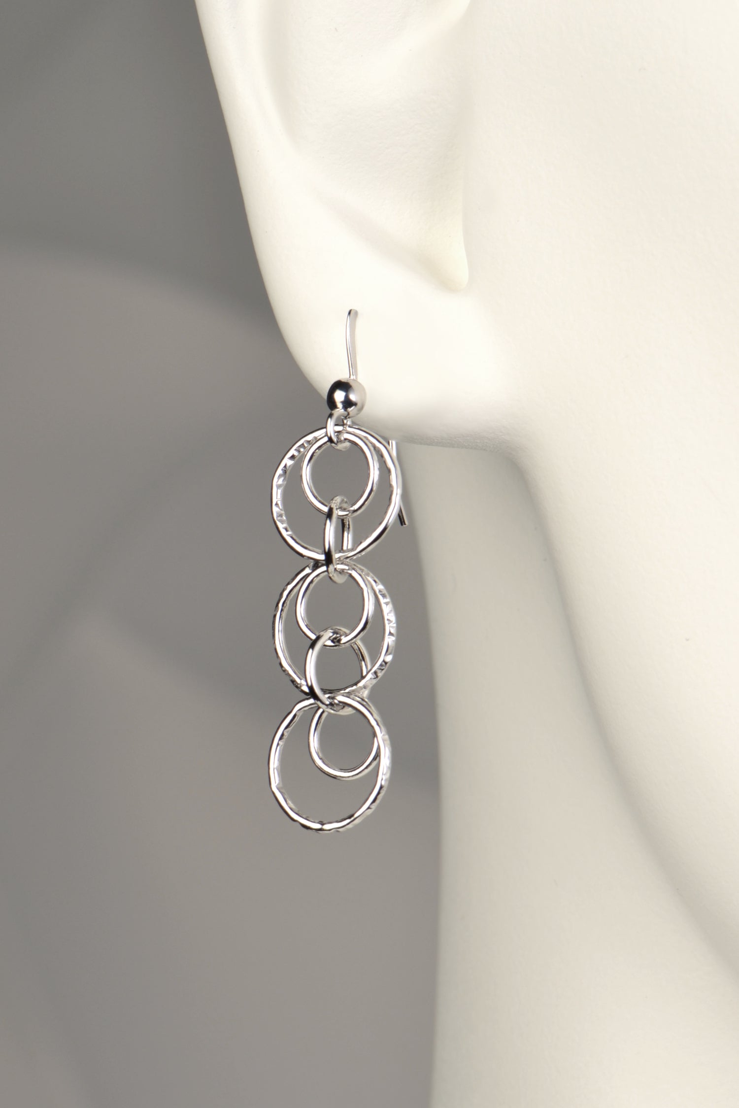 handmade silver circle drop earrings