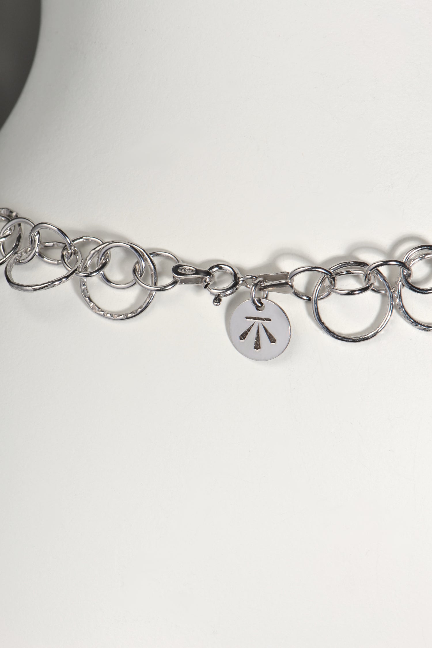 sterling silver chain necklace with interlocking silver circles Christine Sadler