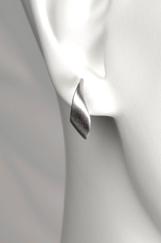 modern silver small half hoop designer earrings