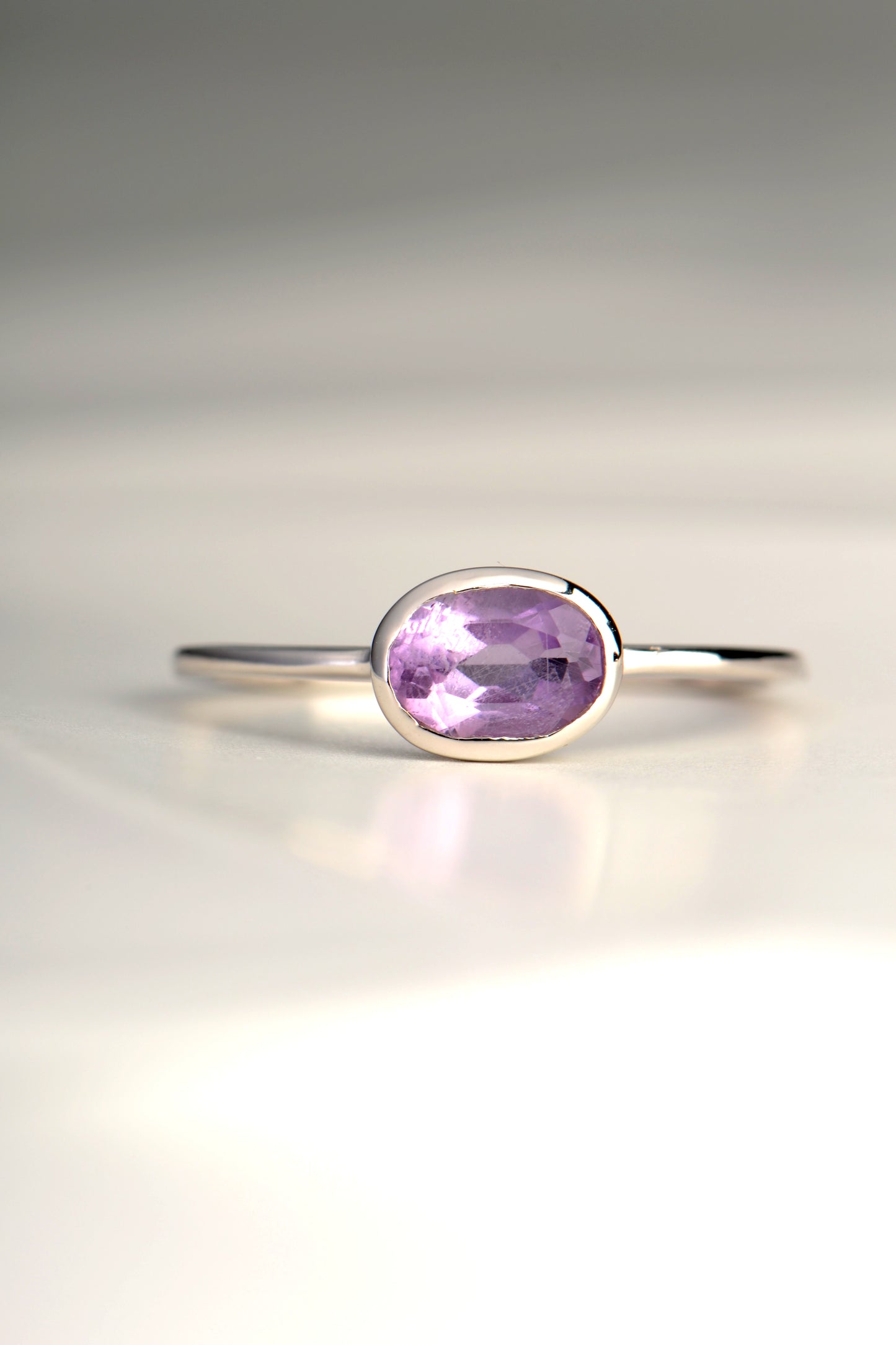 delicate real amethyst gemstone ring that is affordable for a girl or woman that can be worn alone or stacked with other rings - Jorge Revilla