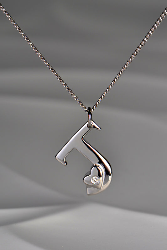 designer white gold and diamond initial necklace by Christine Sadler