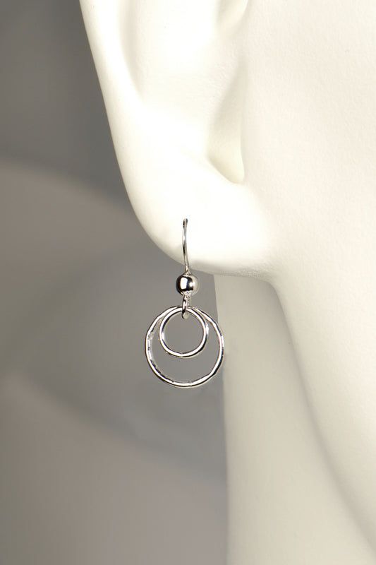 handmade silver circle hook earrings