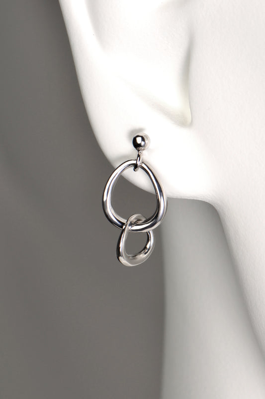 silver interlocking drop earrings from Christine Sadler's Faith collection of jewellery