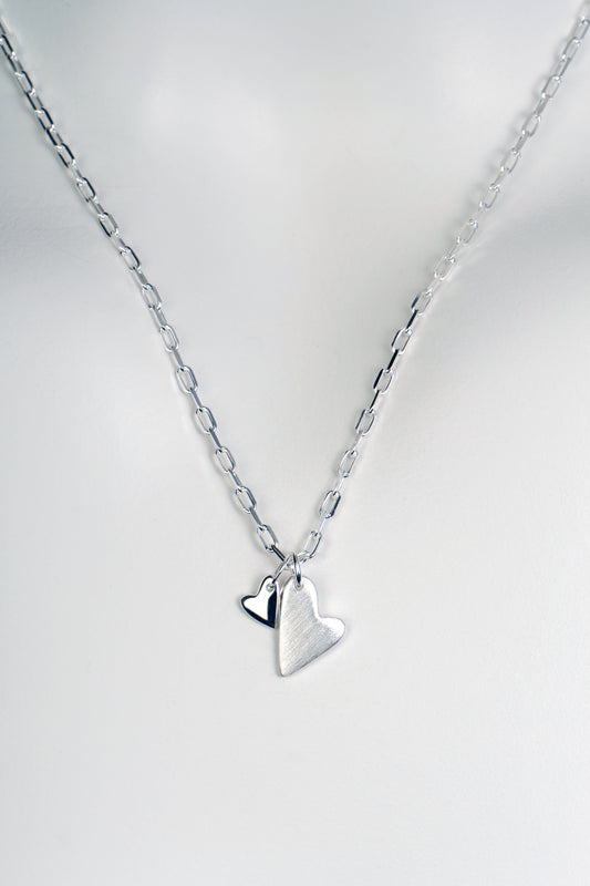 real silver two heart designer necklace - Christine Sadler