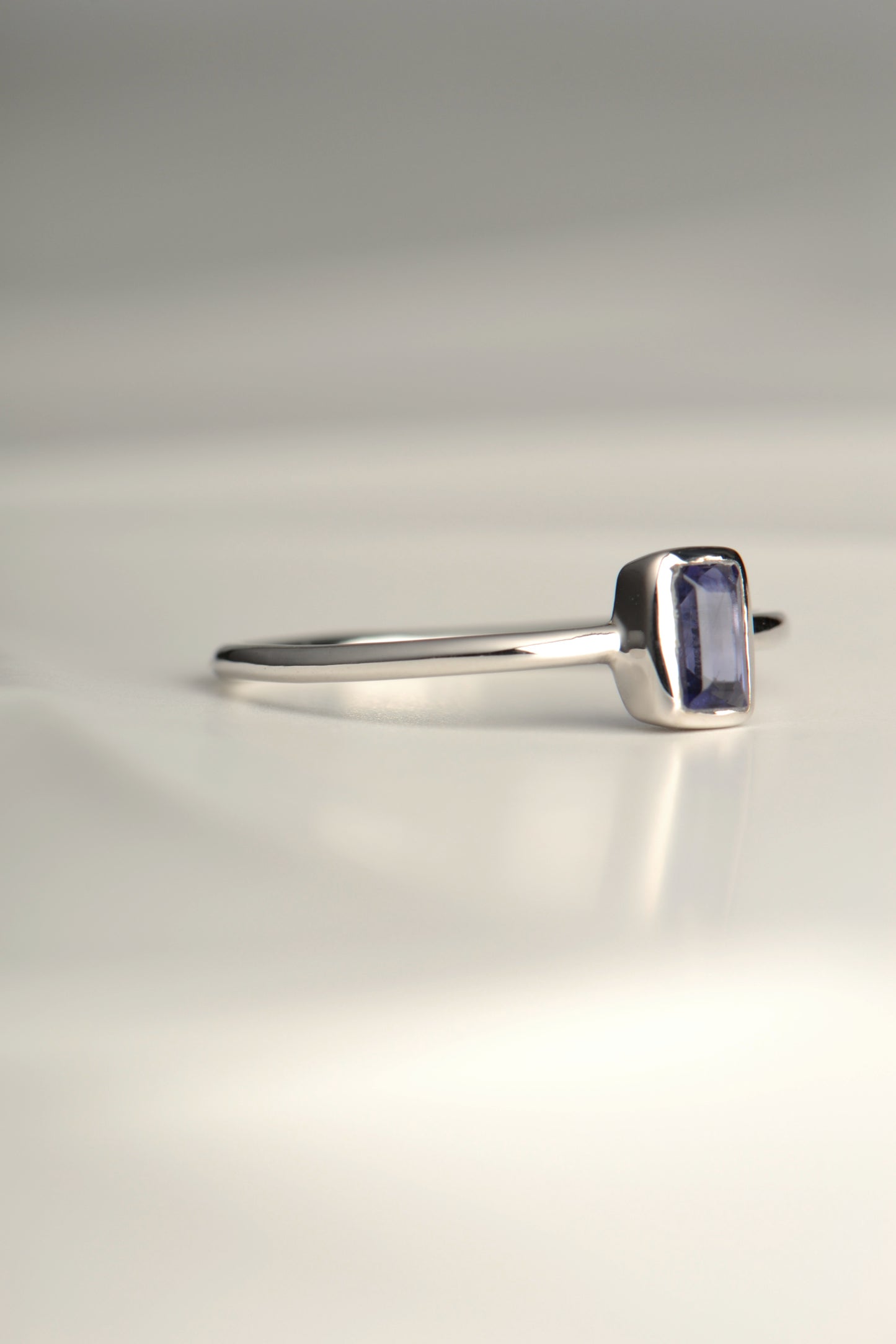 slim silver ring with an iolite gemstone - Jorge Revilla