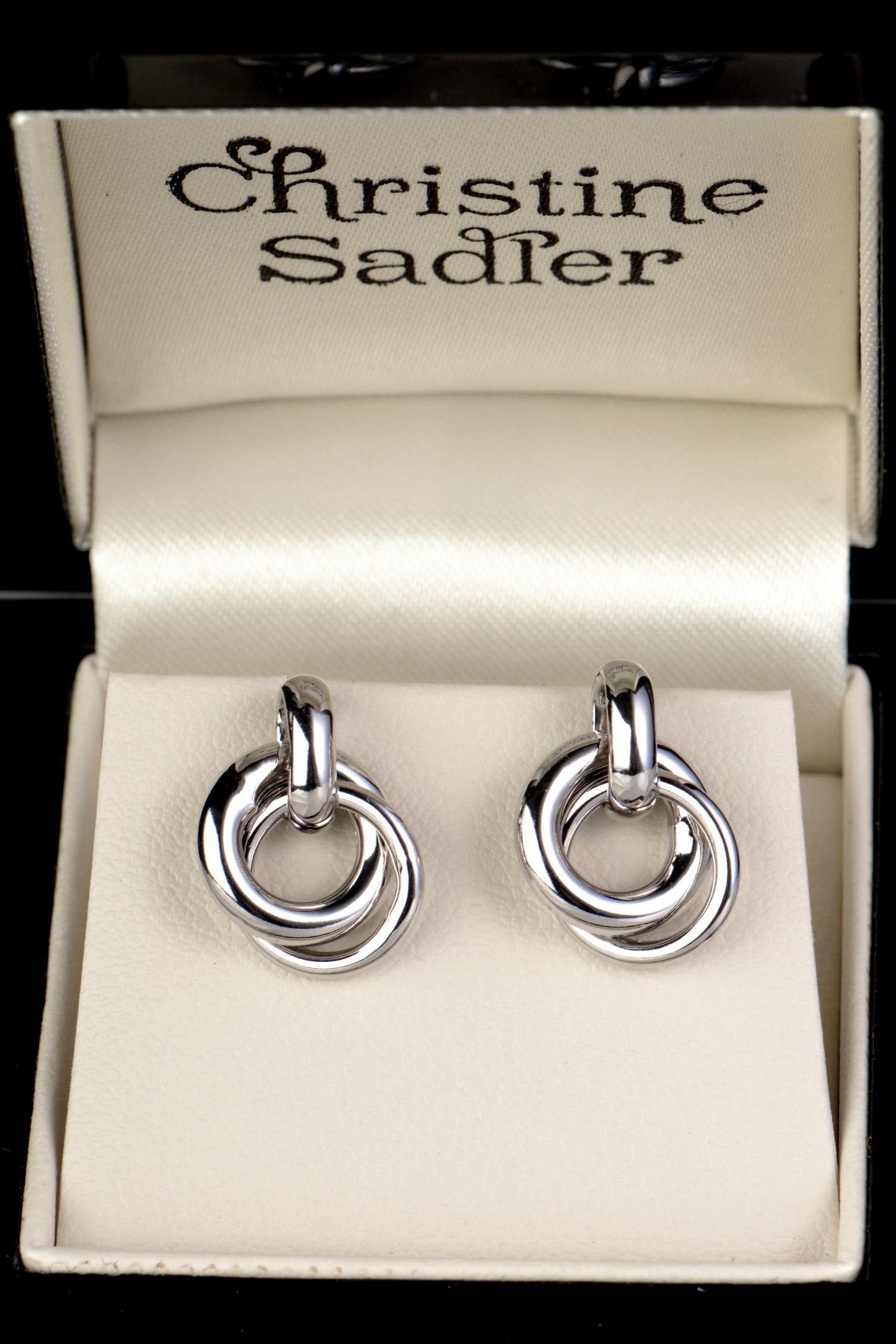 interlocking real silver short drop earrings - Christine Sadler