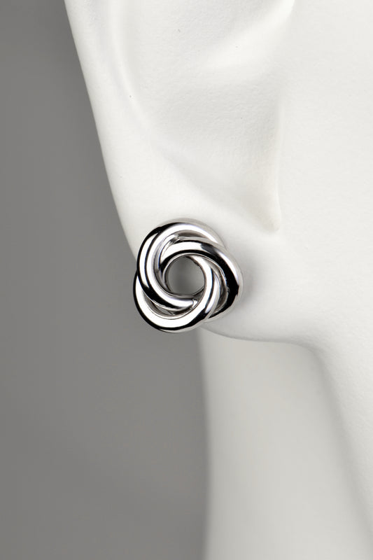 high quality small silver knot stud earrings from contemporary UK jeweller Christine Sadler