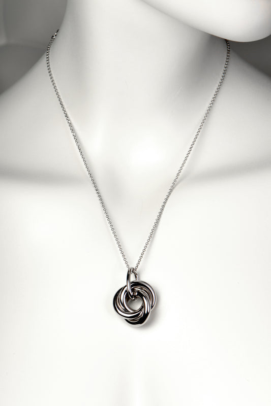 large silver interlocking knot pendant on silver chain - Christine Sadler