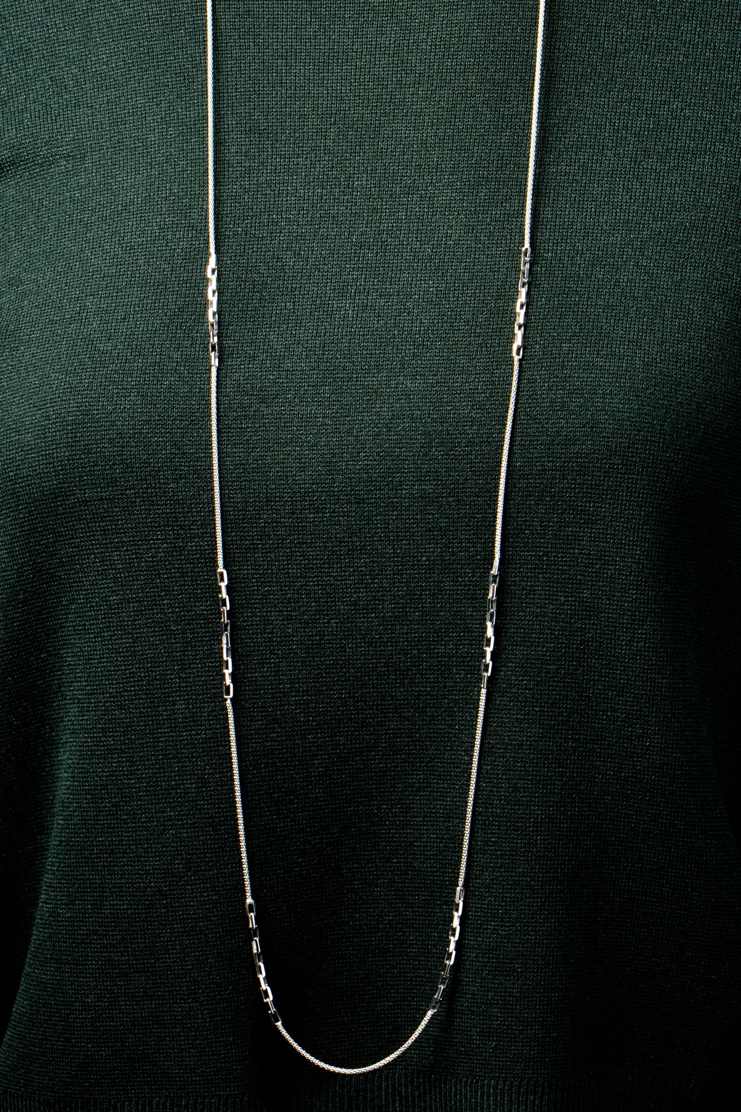 modern long real silver chain necklace