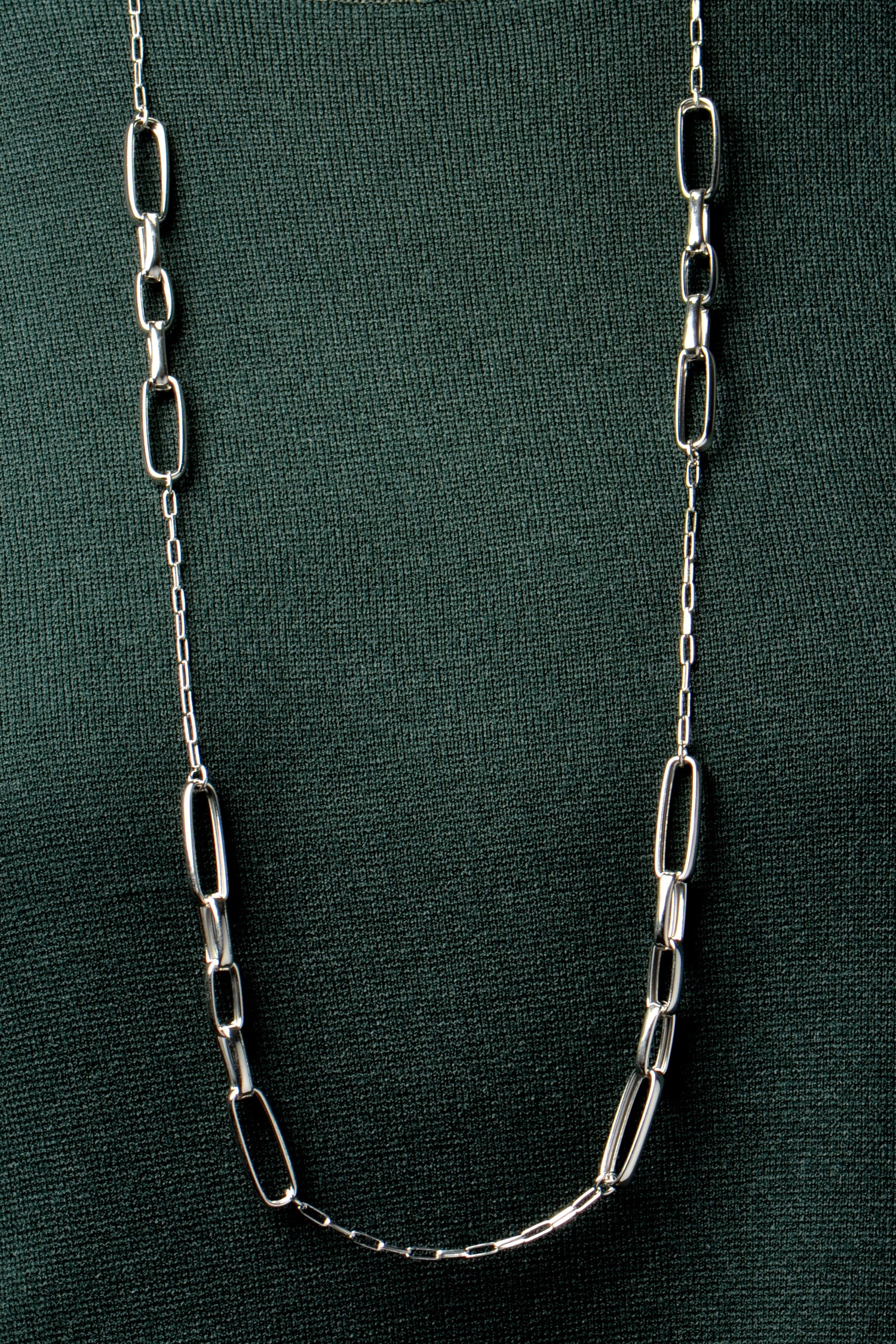 very long sterling silver paper link chain necklace from jeweller Christine Sadler