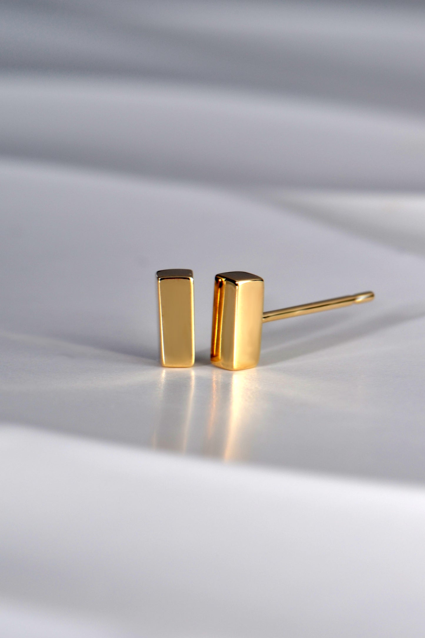 Petite Rectangular Yellow Gold Designer Earrings