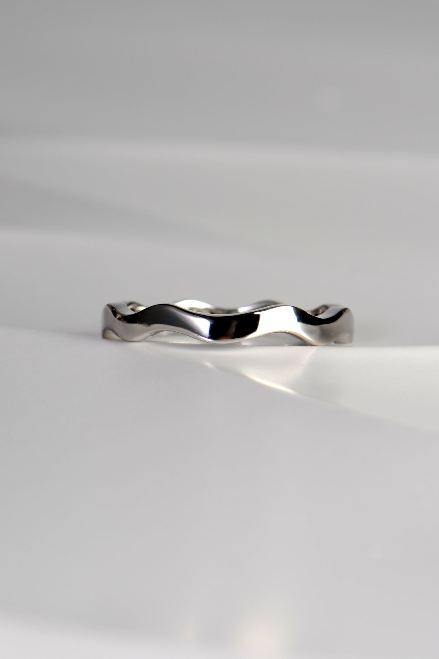 Stainless steel wave on sale ring