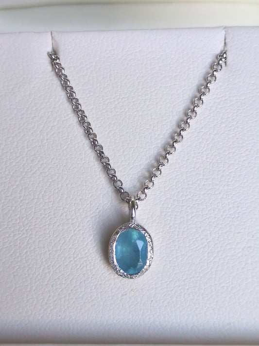 designer aquamarine and silver necklace which is the birthstone for March