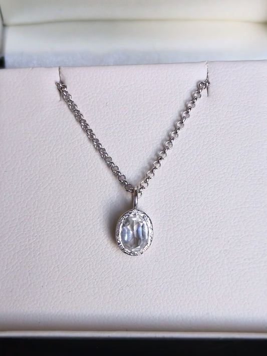 Designer White Topaz Birthstone Necklace For April