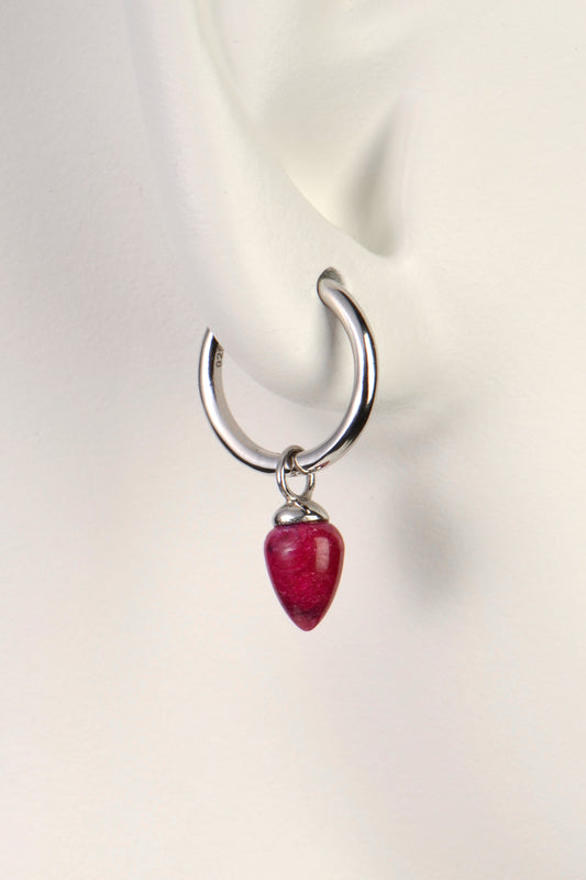 fine jewellery silver and ruby small hoop earrings from jewellery designer Jorge Revilla