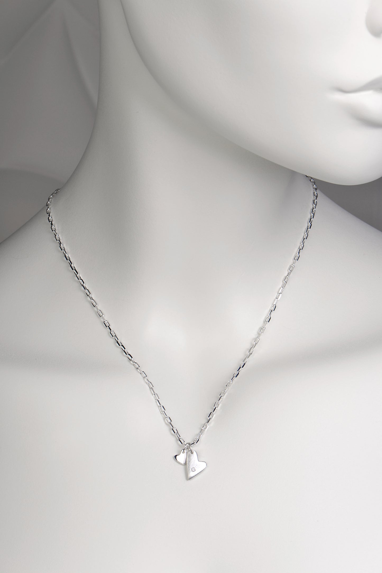 delicate real silver designer diamond necklace with a modern combination of brushed and polished finishes - Christine Sadler