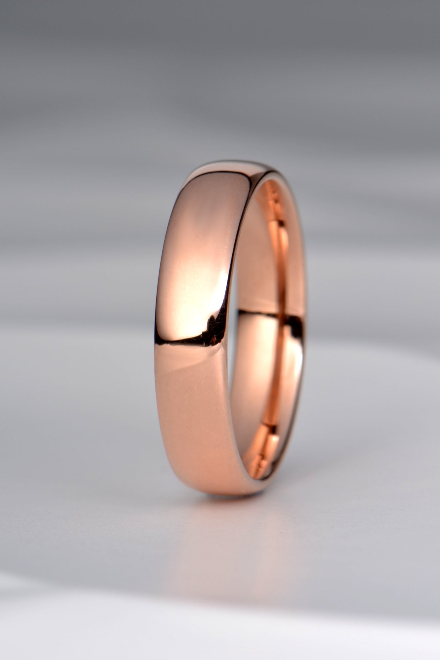 classic affordable rose gold 5mm wedding ring for a man, made in the UK