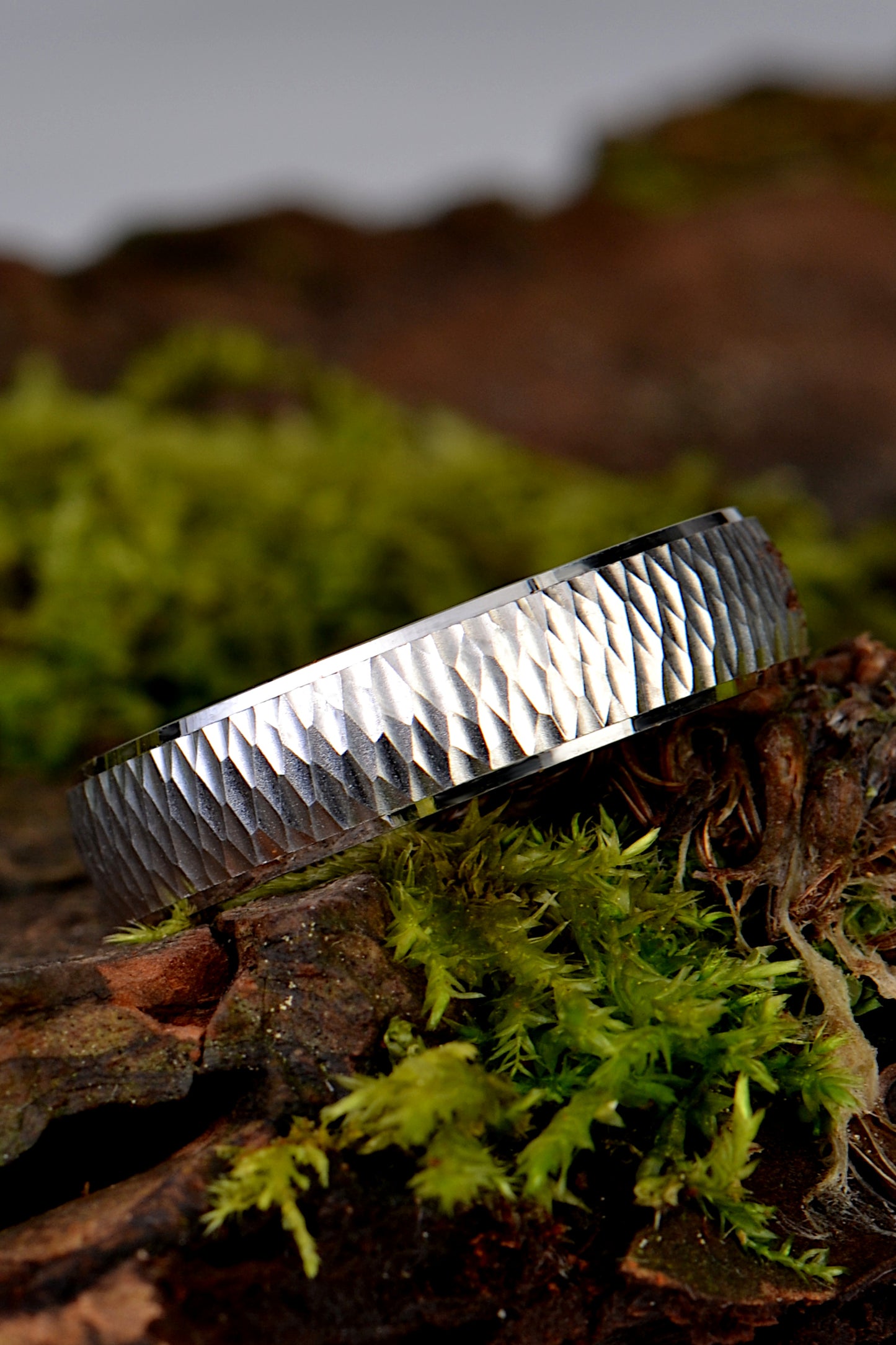 platinum bark finished wedding ring made in the UK - Christine Sadler