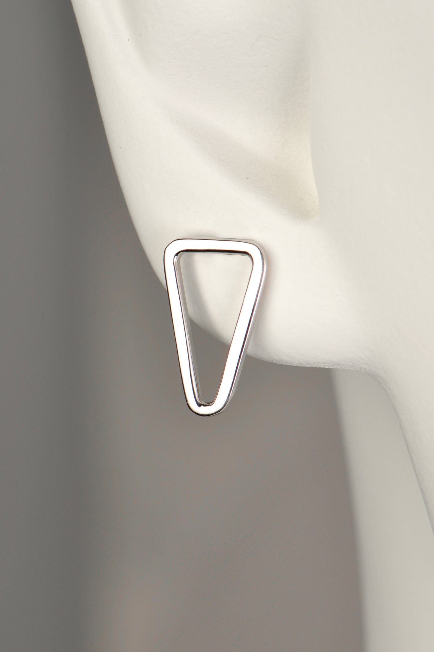 real silver geometric stud triangular earrings