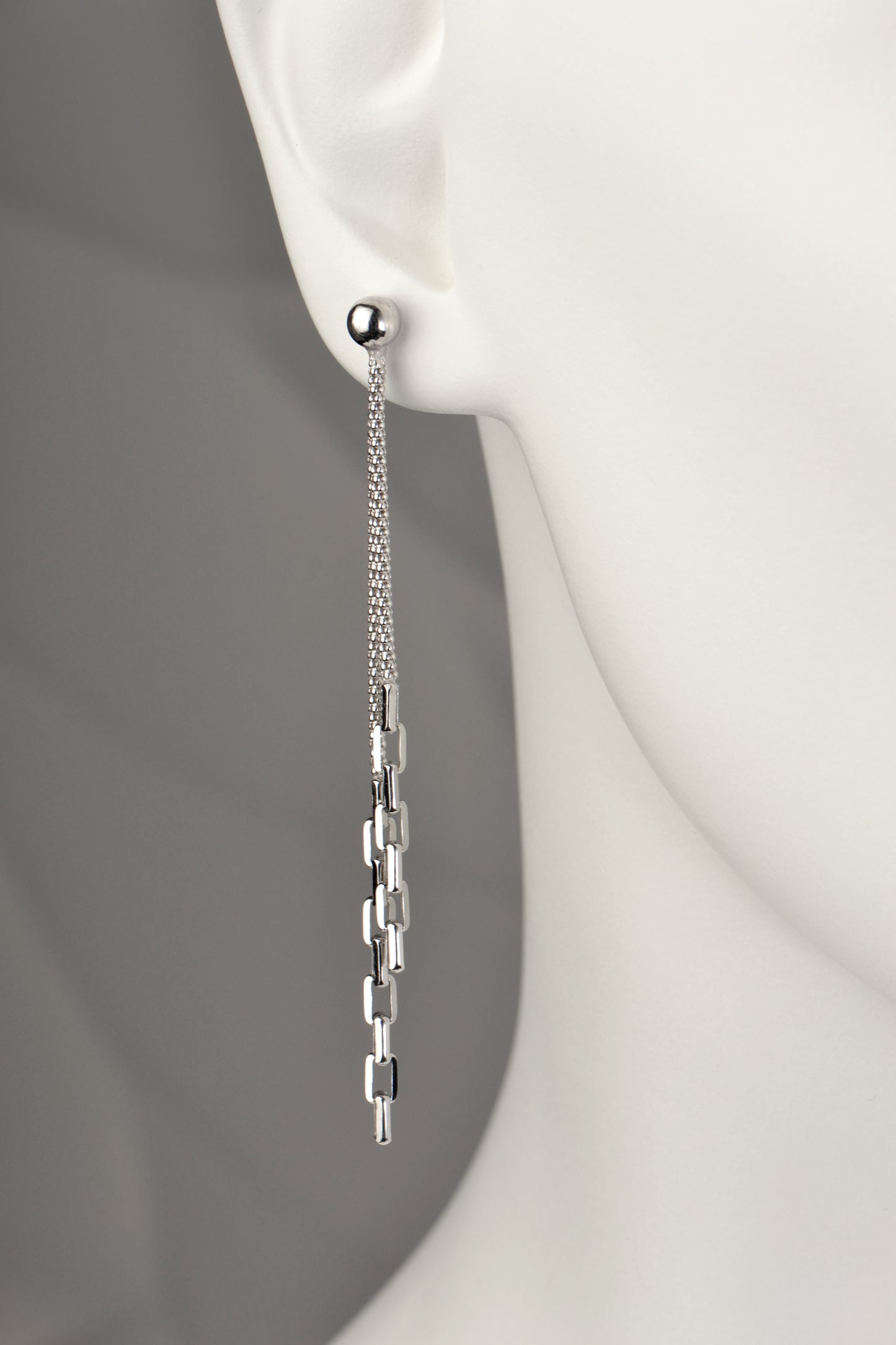 modern and unusual real silver long drop designer earrings