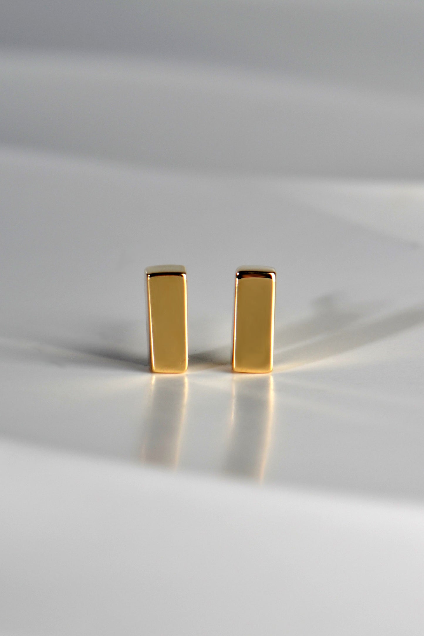 Petite Rectangular Yellow Gold Designer Earrings