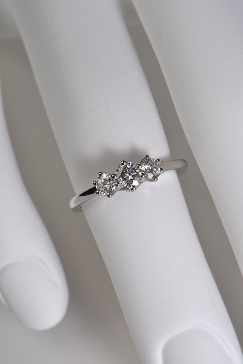 Cathedral three stone diamond engagement ring – Christine Sadler ...