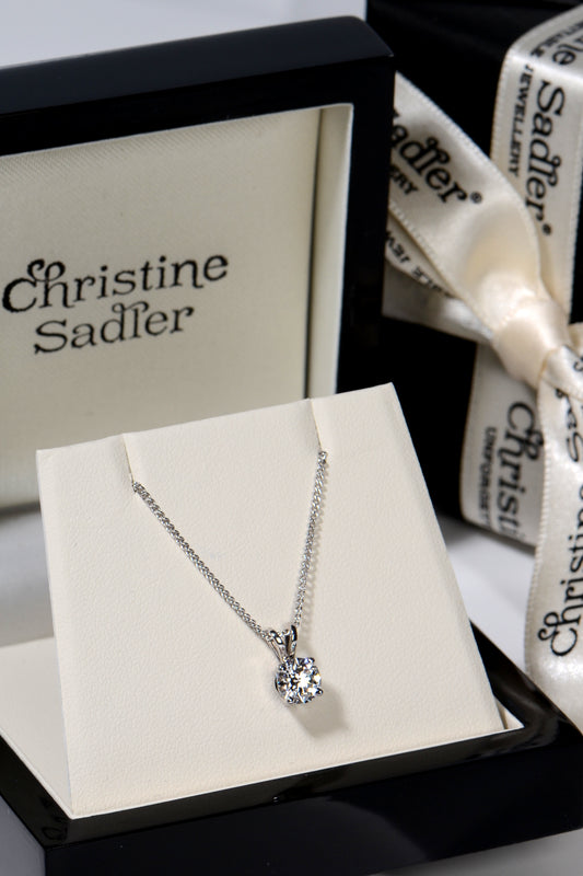 Platinum one carat lab diamond necklace